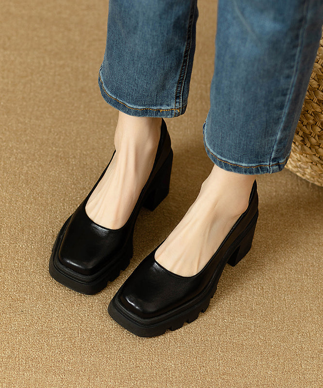 Splicing Shoes Comfortable Boutique Chunky Black Heel