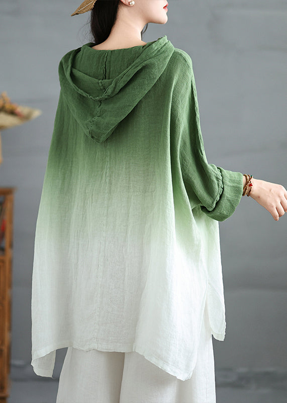 Boutique Gradient Green Oversized Cotton Hooded Tops Spring TM041