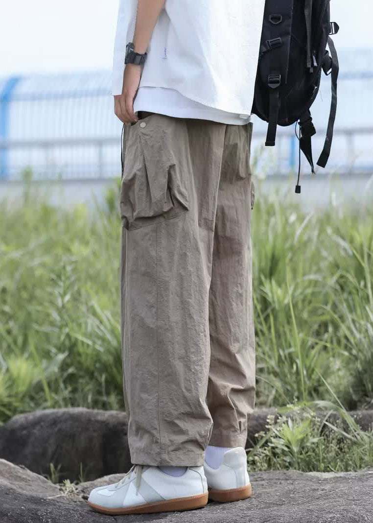 Solid Navy Lace Men Pants Pockets Boutique Up Cotton Summer