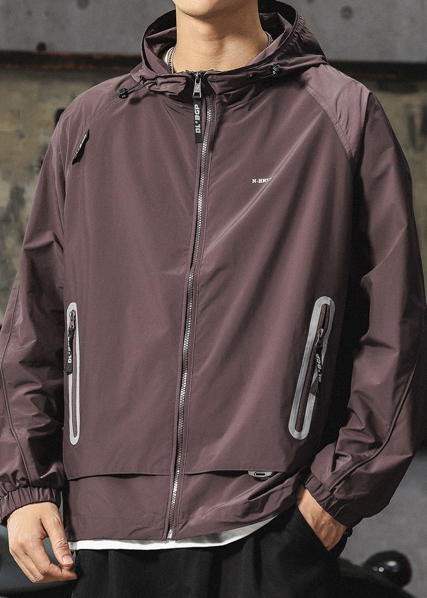 Hooded Mens UPF 50+ Boutique Purple Coat Summer Zippered