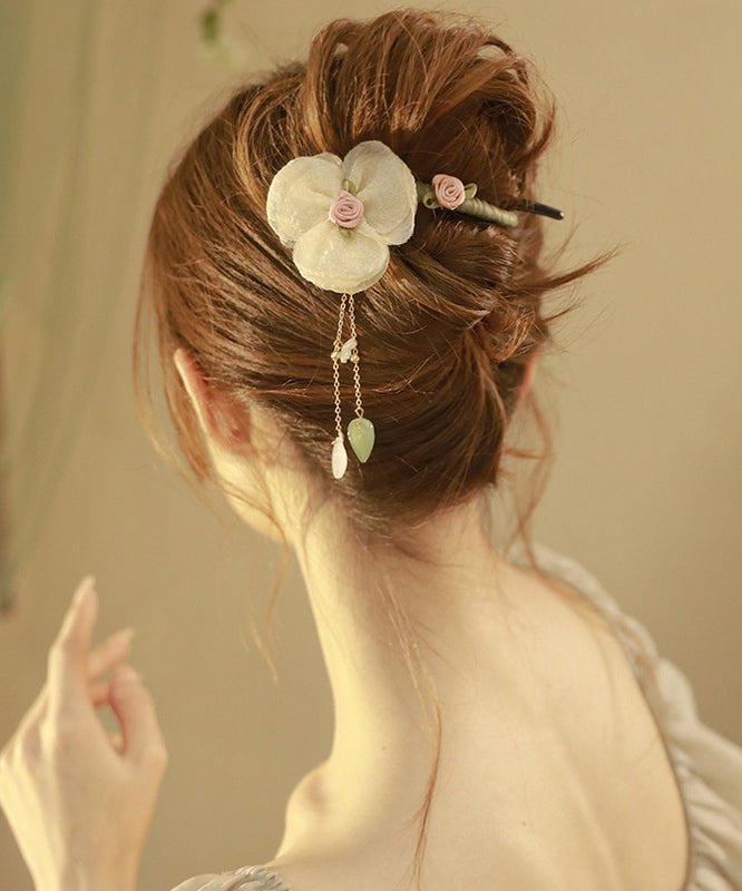 Floral Pearl Hairpin Tulle Boutique Plastic Tassel