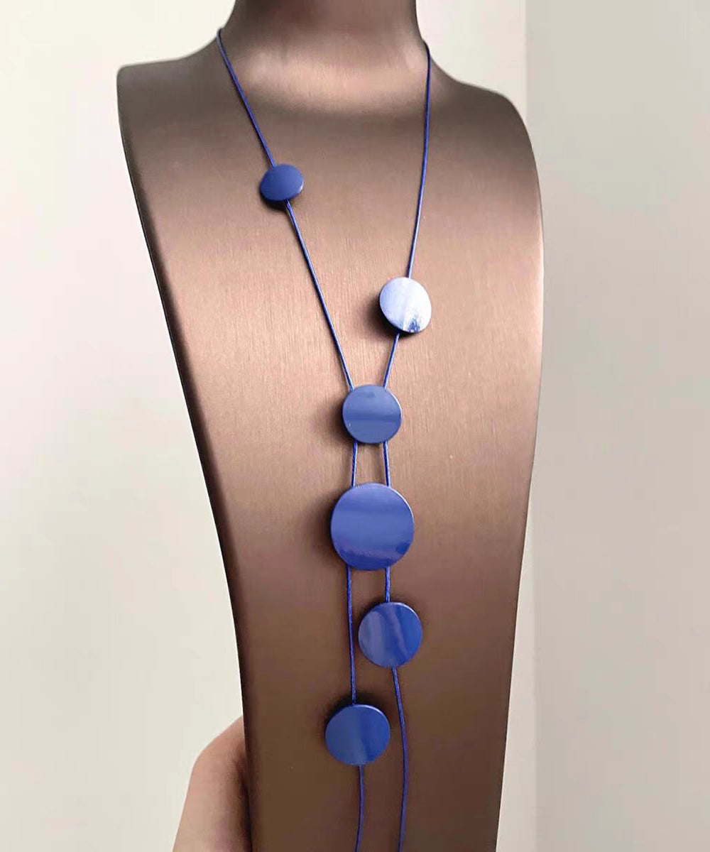 Asymmetrical Pendant Necklace Tassel Brief Blue Planchet Alloy