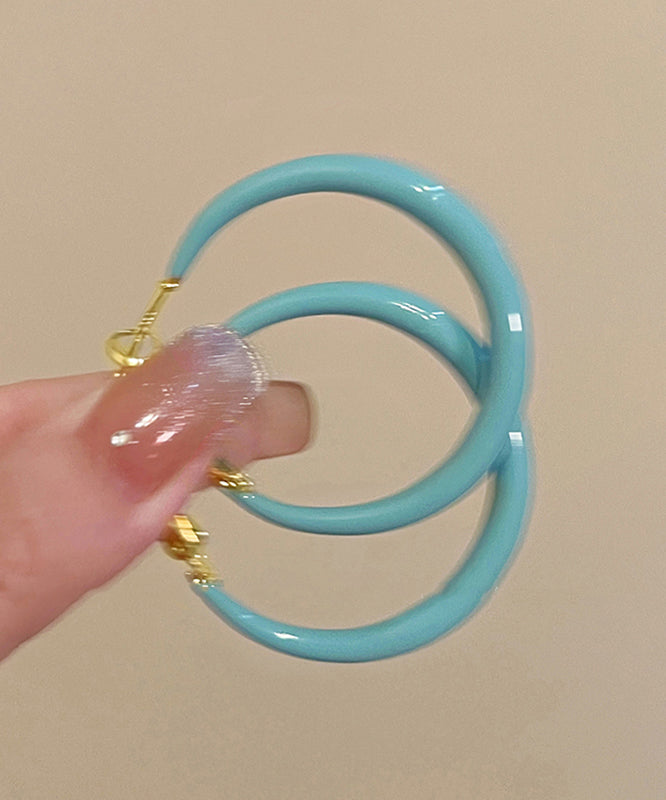 Hoop Alloy Drip Glaze Brief Pink Earrings