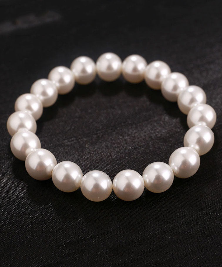 Brief White Alloy Pearl Beading Bracelet YD046