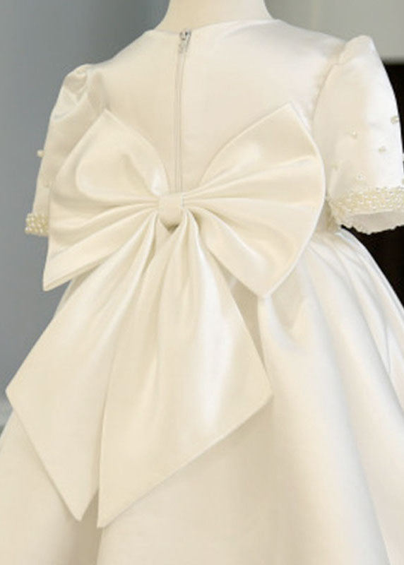 Brief White Nail Bead Girls Maxi Dress Summer YS014