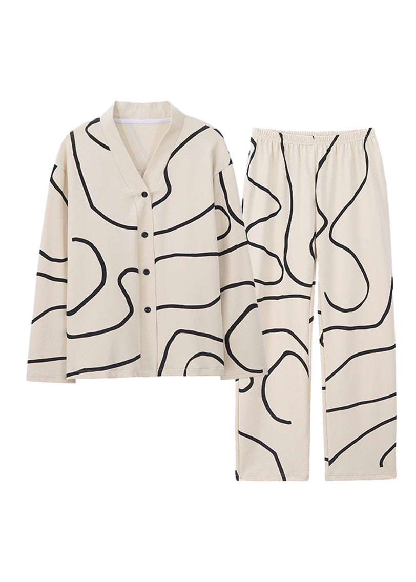 Slip Weiß Gestreift Patchwork Baumwolle Zweiteiler Frühling XS1023