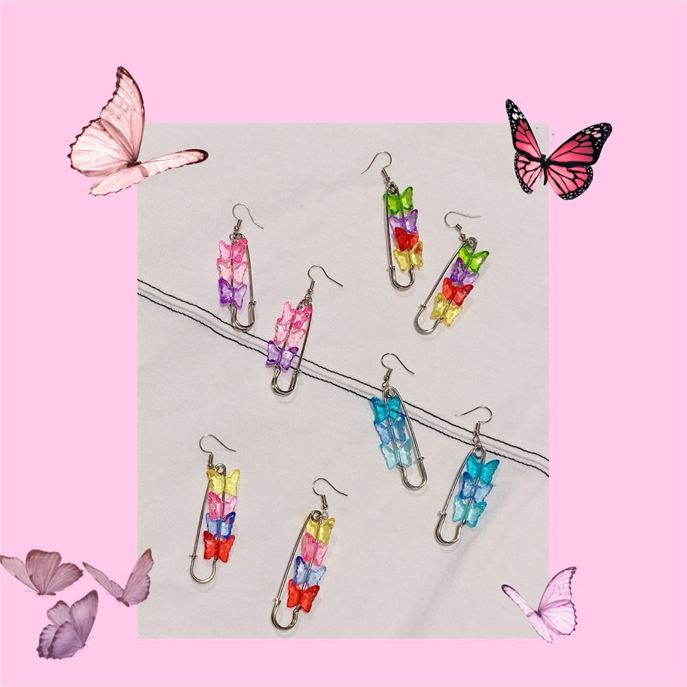 Boucles d'oreilles à trois papillons