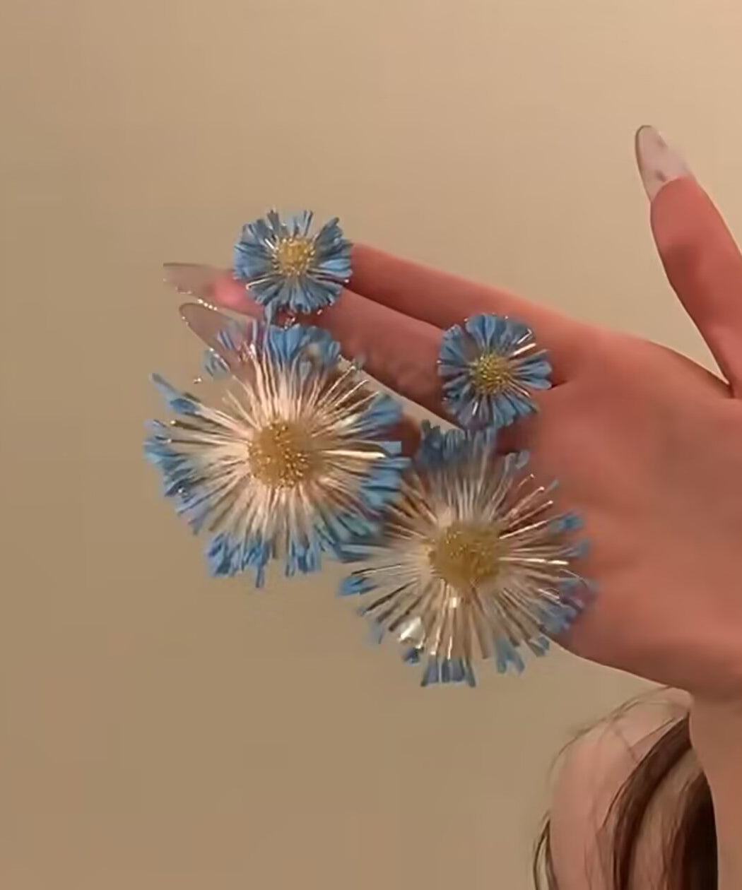Drop Sunflower Casual Earrings Alloy Blue