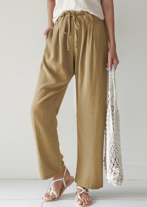 Cotton Pants Pockets Summer Blue Lace Casual Up