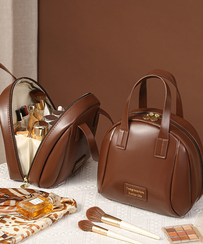 Durable Tote Faux Brown Handbag Solid Casual Leather