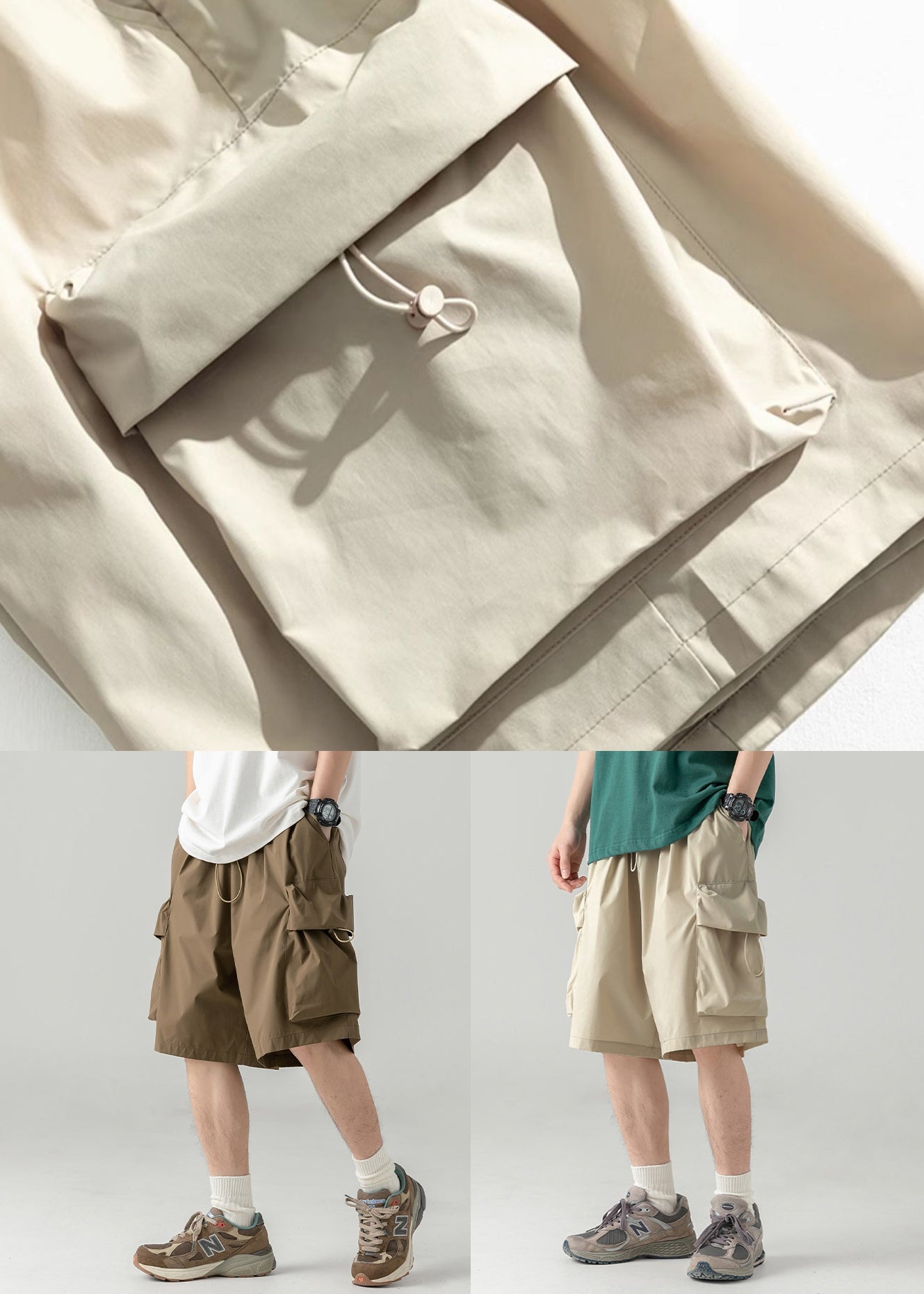 Coffee Summer Men Shorts Casual Cotton Drawstring Pockets