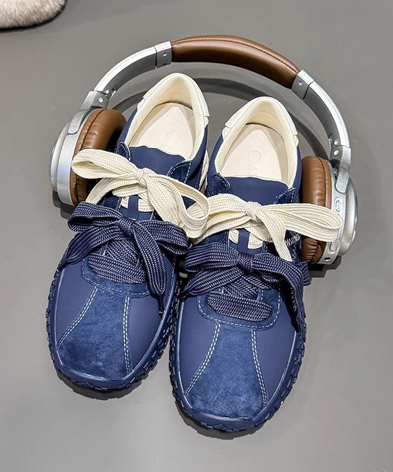Platform Splicing Casual Comfy Lace Navy Shoes Up