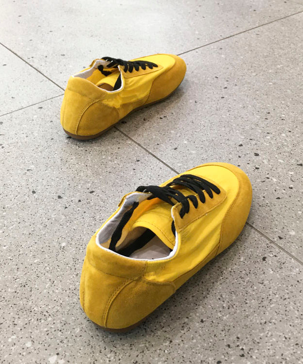 Lace Shoes Comfy Suede Splicing Casual Red Up Flat