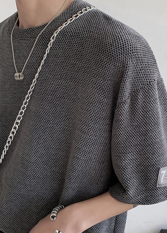 Side Cotton T Mens Casual Dark Open Oversized Graphic Shirts Grey