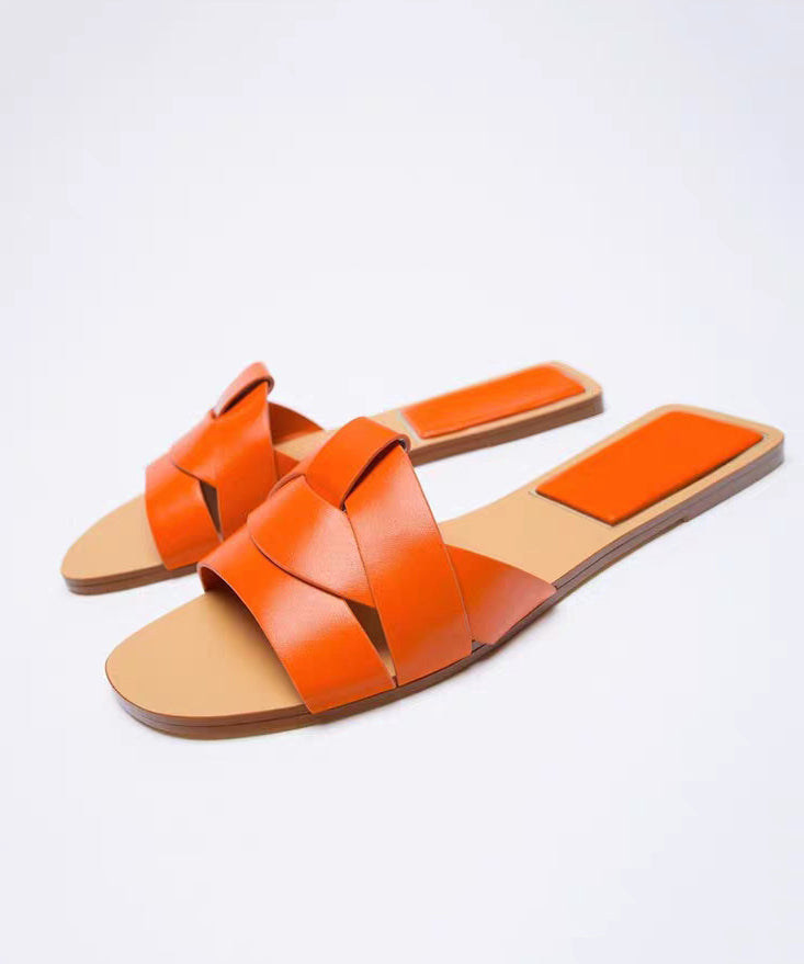 Summer Slippers Denim Flat Peep Strap Toe Cross Casual Toes Blue