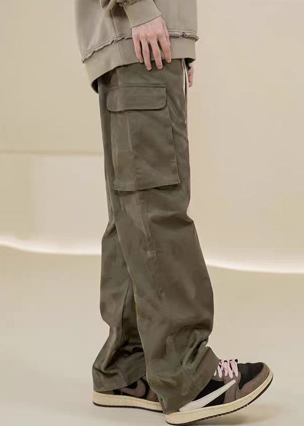 Camouflage Casual Mens Pockets Green Embroideried Pants Cotton