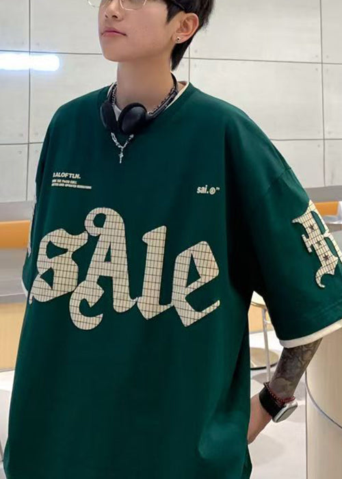 Cotton Casual Print Green False Pieces T Mens Shirt Two Summer