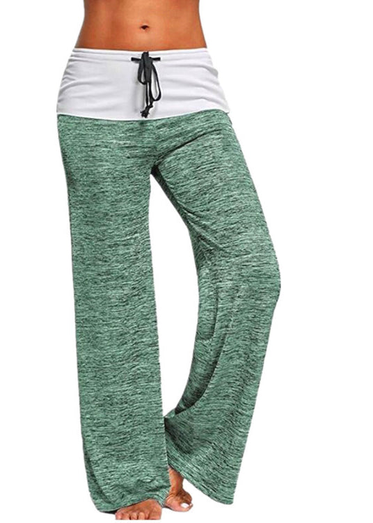 Pants Cotton Casual Drawstring Grey Patchwork Summer