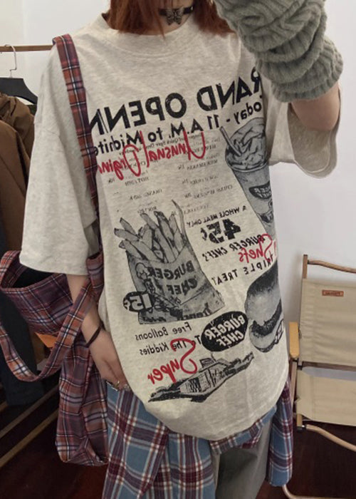 Casual Grey Print Original Design Cotton Men T Shirt Summer YL011