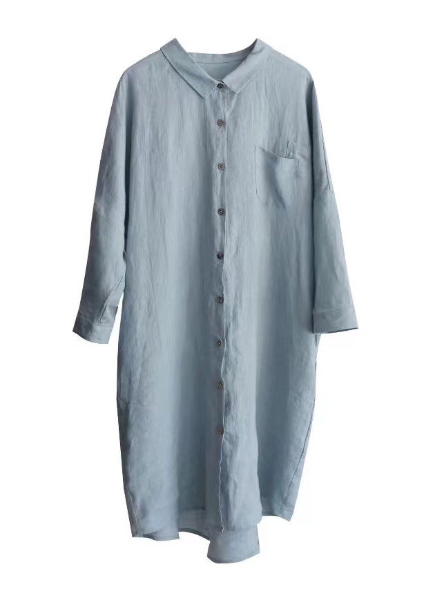 Casual Loose Pink Peter Pan Collar Mid Cotton Shirt Top Spring TJ029