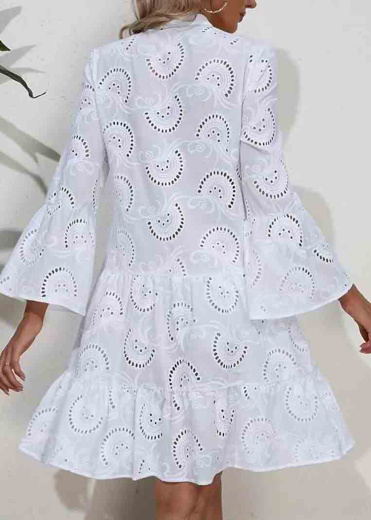 Summer Casual Sun Hollow Oversized Out Pink Cotton Dress