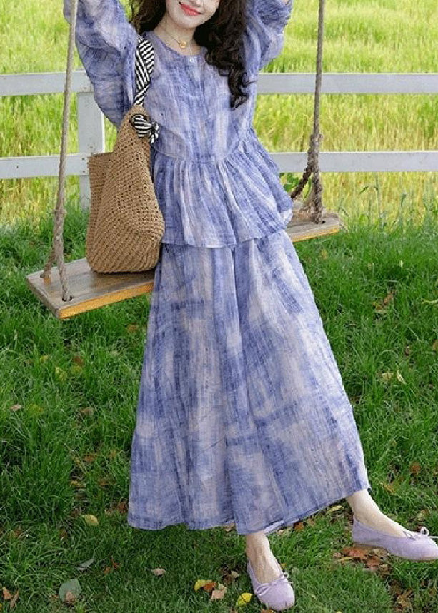 Cardigans Purple Casual Dress Strap Tie Dye Two And Spaghetti