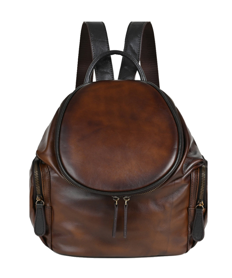 Calf Backpack Large Yellow Capacity Retro Leather Casual Bag