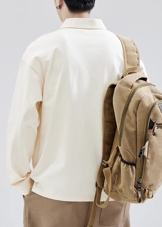 Casual White Button Print Cotton Mens Polo Shirts Spring TC019