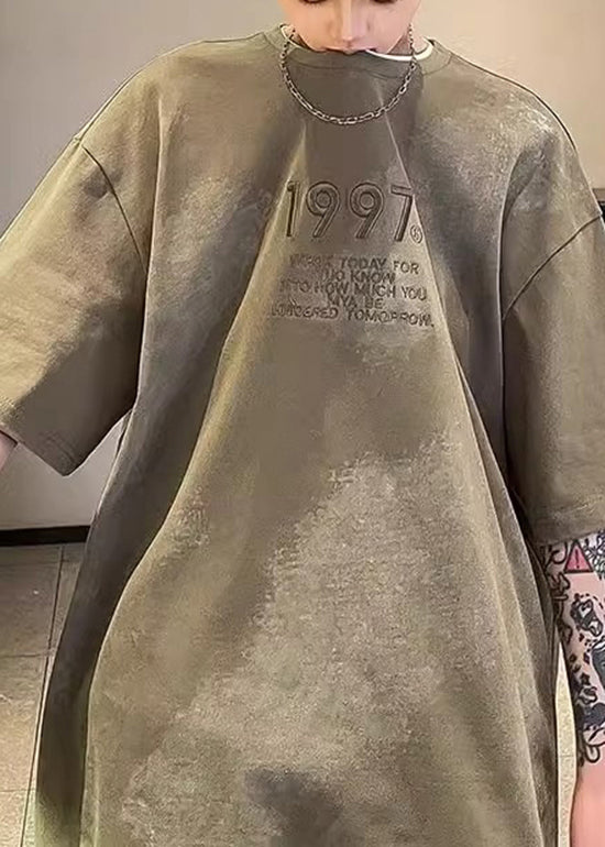 Men White T Dye Tie Summer Casual Cotton Embroideried Shirt