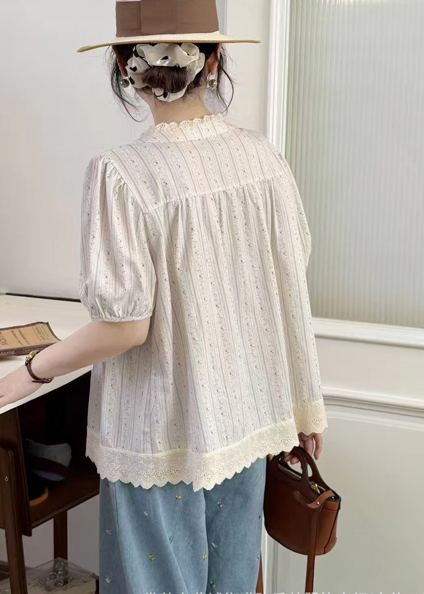 Oversized Cotton Chic Top Summer Apricot Patchwork
