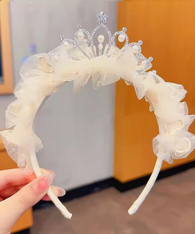 Chic Beige Tulle Zircon Pearl Kids Hairpin YG025