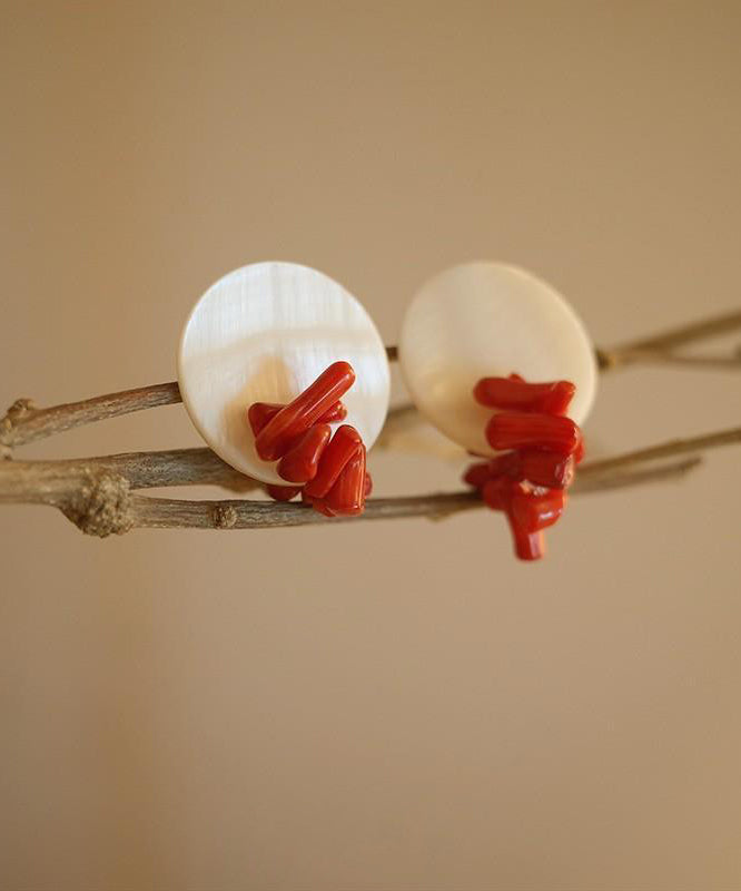 Alloy Chic Earrings Shell Colorblock Stud