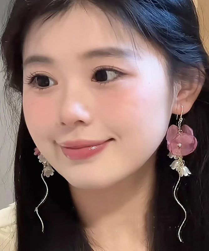 Copper Tassel Bellflower Chic Drop Earrings Zircon Pearl Gold