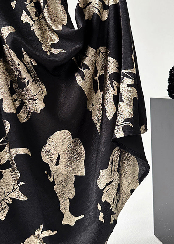 Waist Skirts Line Style Print Chinese Black A Elastic