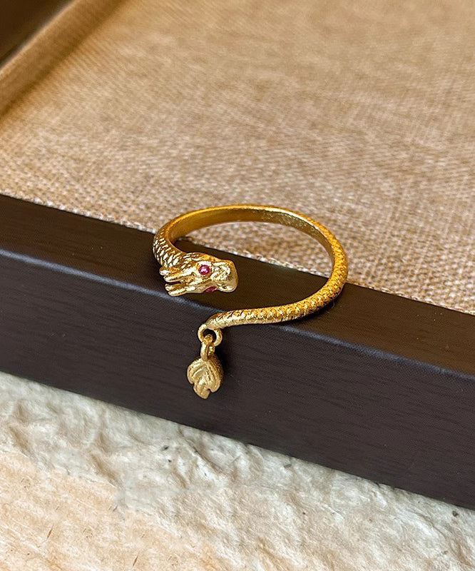 Copper Shaped Open Gold Style Dragon Chinese Overgild Rings