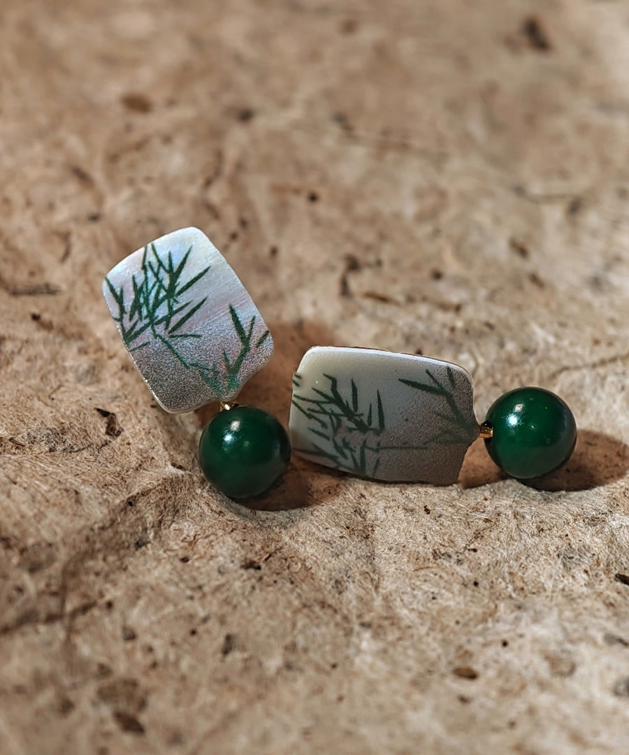 Overgild Sterling Green Silver Chinese Style Drop Earrings Agare