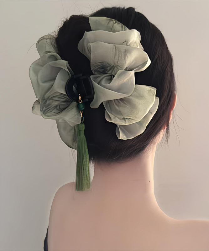 Light Cloud Style Chinese Hairpin Green Tassel Tulle
