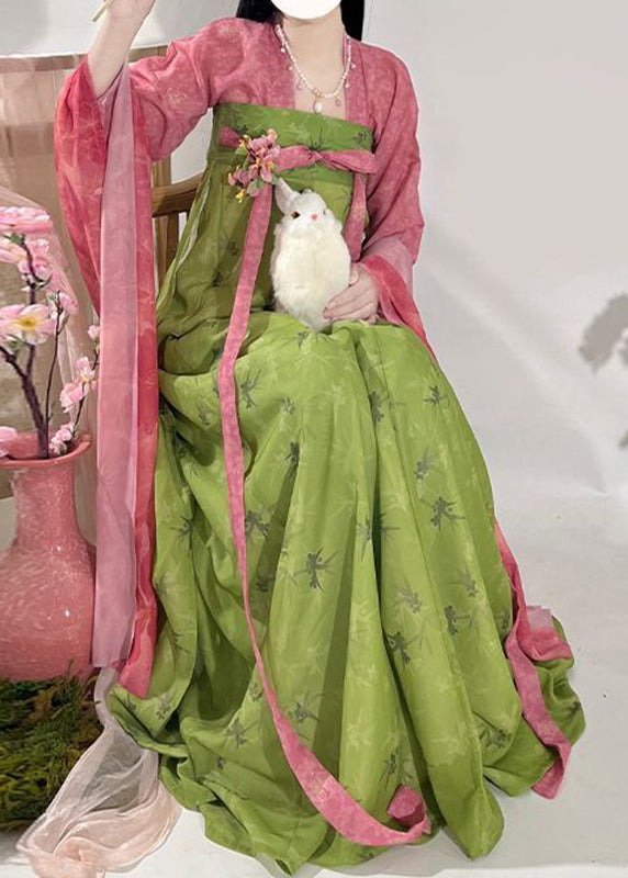 Red Top Piece Fall Two Maxi Style Chinese Skirts Set And Print