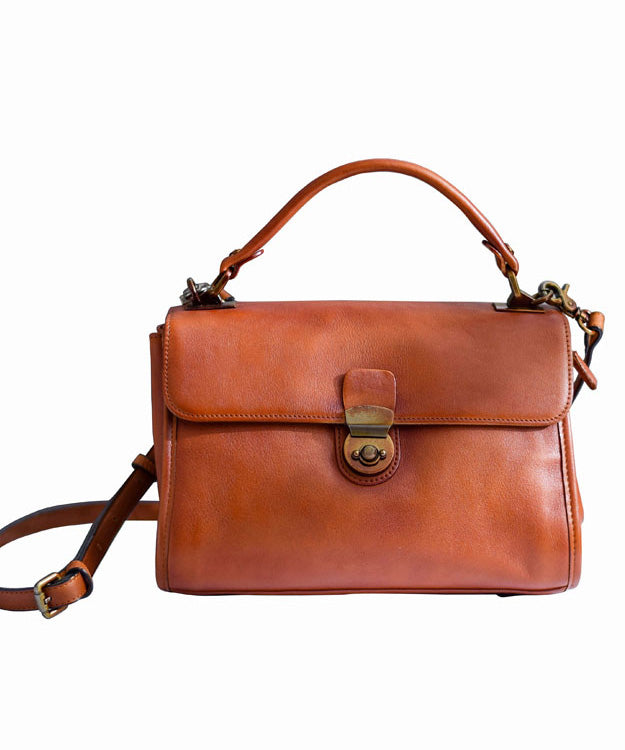 Classy Bag Durable Solid Versatile Messenger Orange Leather
