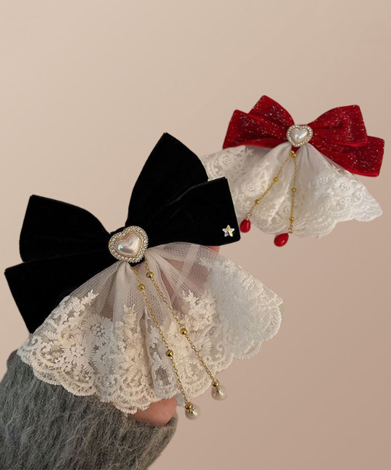 Hairpin Love Red Crystal Tassel Bow Alloy Classy