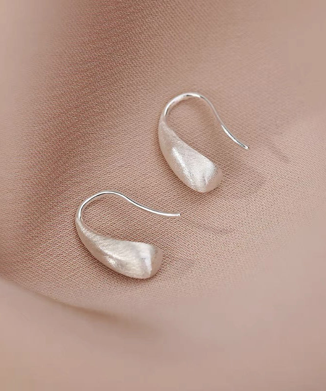 Silver Water Drop Hoop Classy Sterling White Earrings