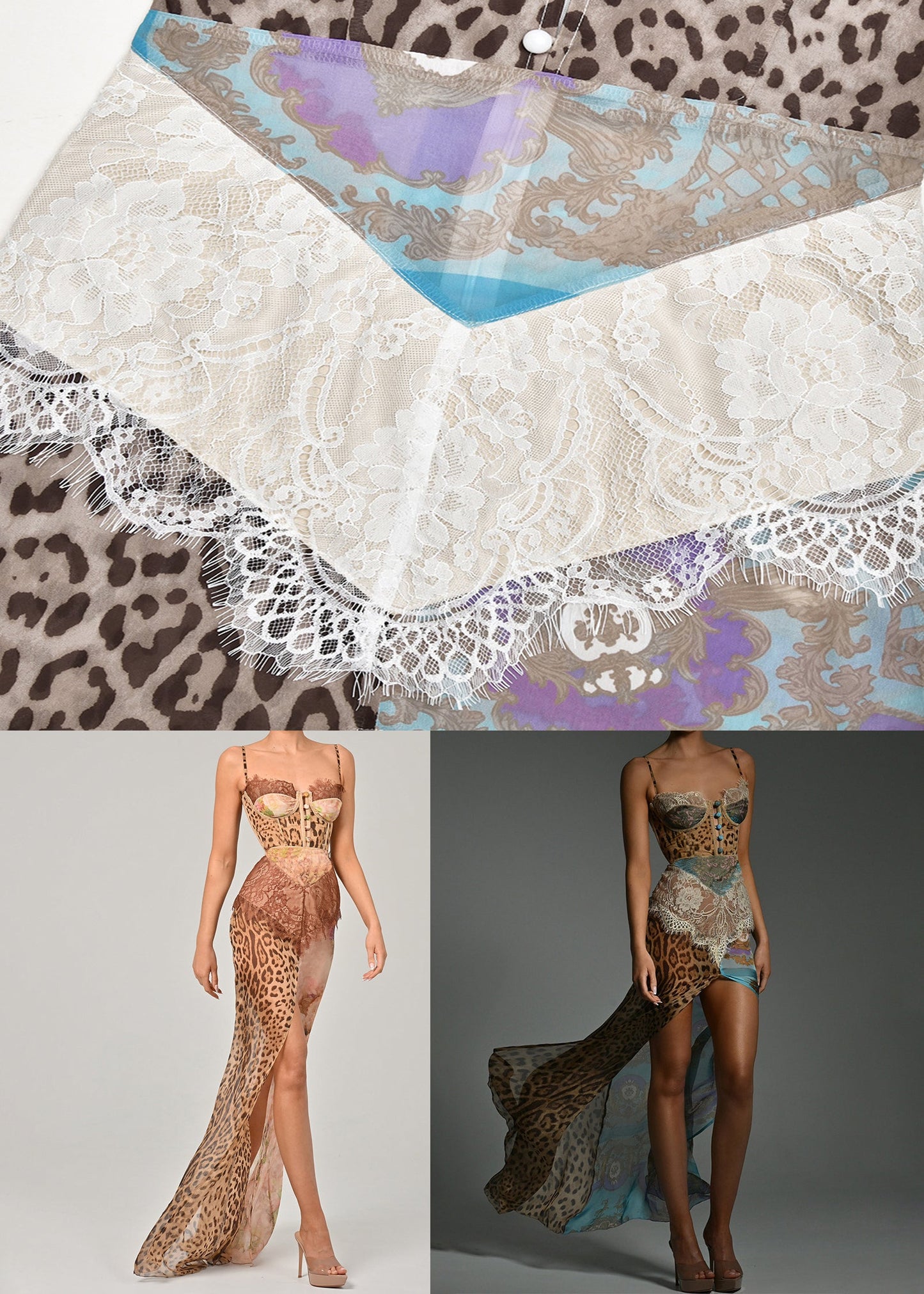 Chiffon Open Side Sleeveless Lace Patchwork Spaghetti Coffee