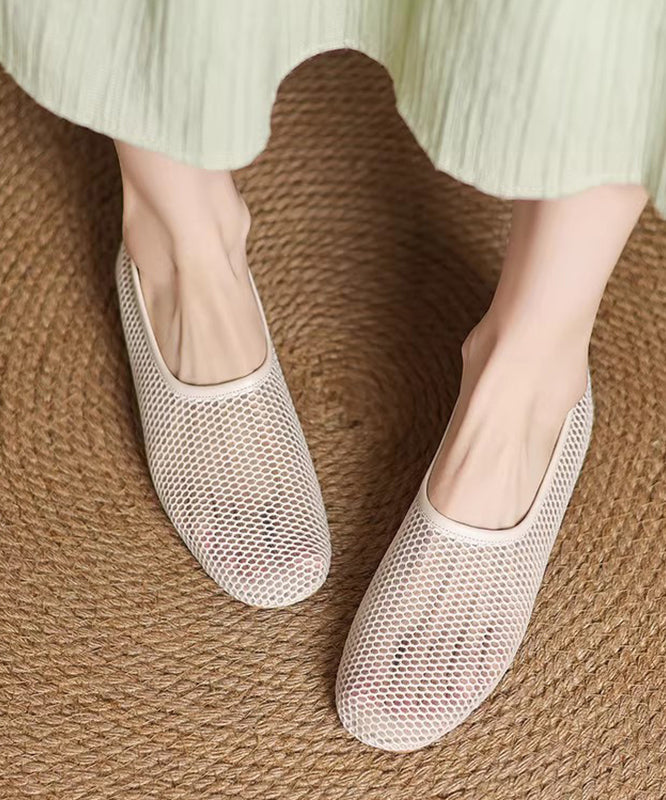 Out Hollow Comfortable Hiking Sandals Beige Sheepskin