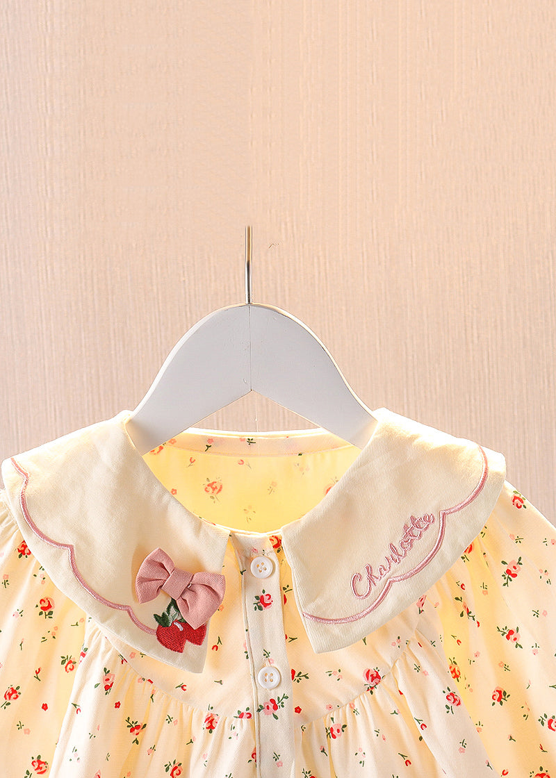 Chemisier en coton imprimé boutonné violet confortable à manches longues pour bébé YU1046