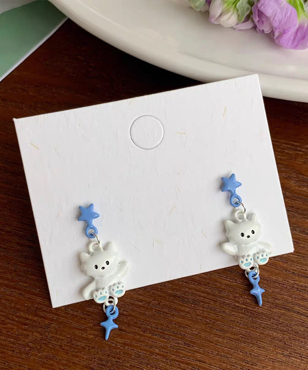 Earrings Cute Drip Alloy Cat Glaze Drop Colorblock