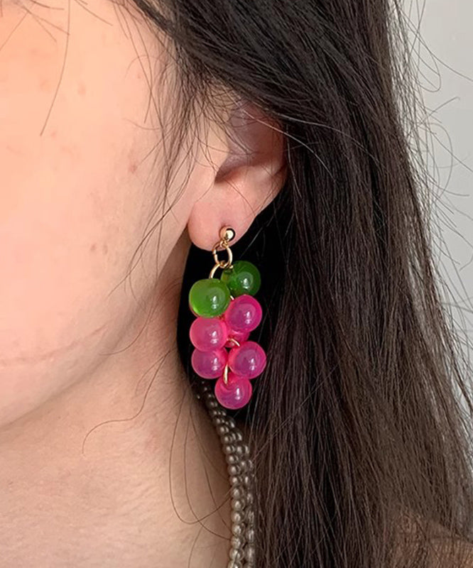 Drop Earrings Cat's Grape Alloy Pink Cute Copper Resin Eye Stone