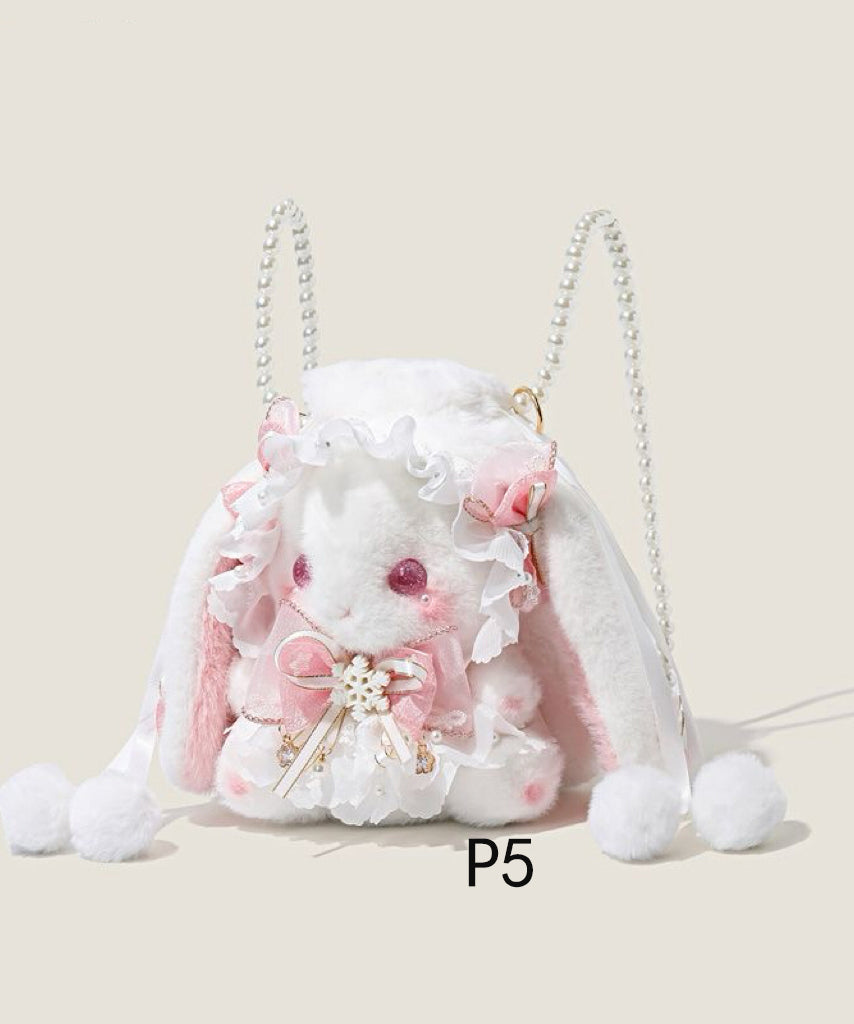 Bow Fur Rabbit Cute Doll Backpack Faux Decorated Bag