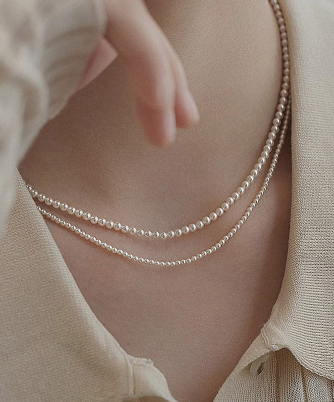 Cute White Alloy Pearl Beadi Gratuated Bead Necklace YA011