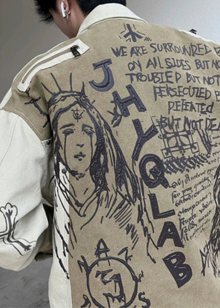 Coats DIY Fall Patchwork Men Apricot Mens Cotton Print