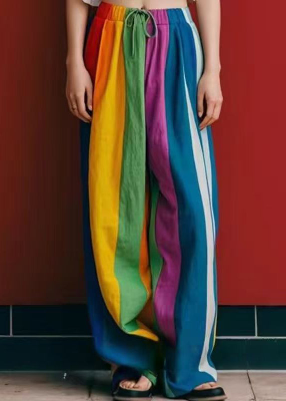 DIY Multicolour Oversized Linen Wide Leg Pants Spring YK036